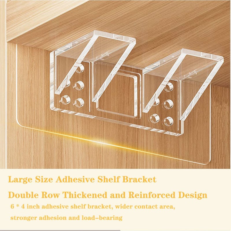 Ourart 12 Pieces Large Size Adhesive Shelf Bracket  Double Row Thickened and Reinforced Design Punch Free Shelf Support Pegs for Shelves Kitchen Cabinet Book Closet - Image 2